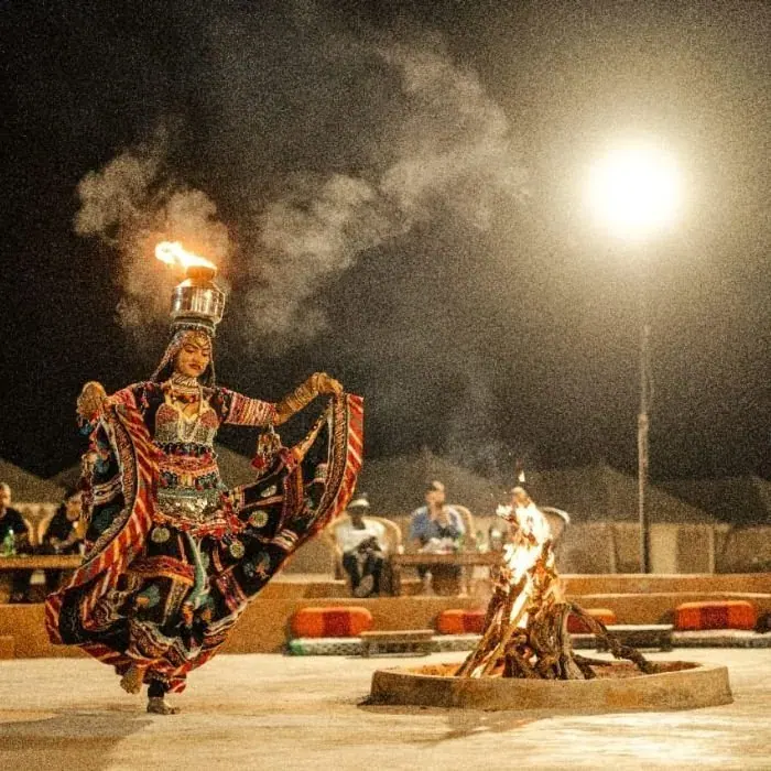 Rajasthani folk performance by the campfire
